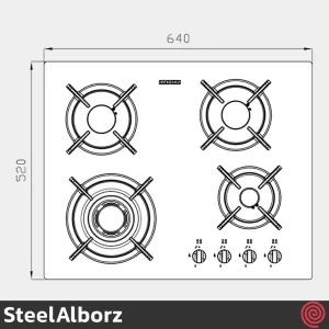 اجاق گاز صفحه ای 4 شعله استیل البرز مدل SteelAlborz G-4602 | بدنه شیشه ای