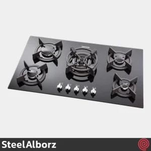 اجاق گاز صفحه ای 5 شعله استیل البرز مدل SteelAlborz G-5904 | بدنه شیشه ای