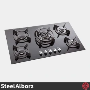 اجاق گاز صفحه ای 5 شعله استیل البرز مدل SteelAlborz G-5904 | بدنه شیشه ای