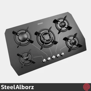 اجاق گاز صفحه ای 5 شعله استیل البرز مدل SteelAlborz G-5905 | بدنه شیشه ای