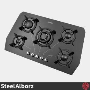 اجاق گاز صفحه ای 5 شعله استیل البرز مدل SteelAlborz G-5905 | بدنه شیشه ای