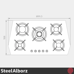 اجاق گاز صفحه ای 5 شعله استیل البرز مدل SteelAlborz G-5905 | بدنه شیشه ای