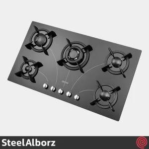 اجاق گاز صفحه ای 5 شعله استیل البرز مدل SteelAlborz G-5908 | بدنه شیشه ای