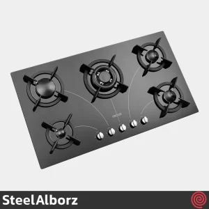 اجاق گاز صفحه ای 5 شعله استیل البرز مدل SteelAlborz G-5908 | بدنه شیشه ای
