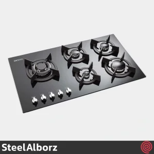 اجاق گاز صفحه ای 5 شعله استیل البرز مدل SteelAlborz G-5907L | بدنه شیشه ای