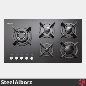 اجاق گاز صفحه ای 5 شعله استیل البرز مدل SteelAlborz G-5907L | بدنه شیشه ای