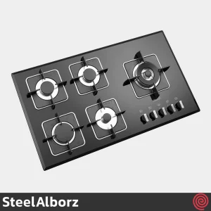 اجاق گاز صفحه ای 5 شعله استیل البرز مدل SteelAlborz G-5909R | بدنه شیشه ای