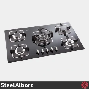اجاق گاز صفحه ای 5 شعله استیل البرز مدل SteelAlborz G-5910 | بدنه شیشه ای