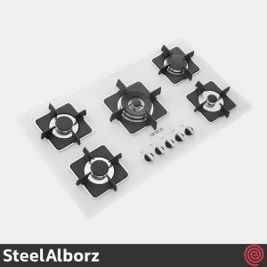 اجاق گاز صفحه ای 5 شعله استیل البرز مدل SteelAlborz G-5910W | بدنه شیشه ای