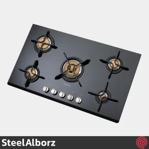 اجاق گاز صفحه ای 5 شعله استیل البرز مدل SteelAlborz G-5912 | بدنه شیشه ای