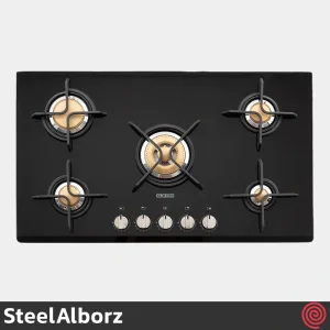 اجاق گاز صفحه ای 5 شعله استیل البرز مدل SteelAlborz G-5912 | بدنه شیشه ای