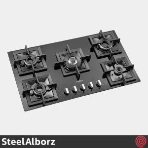 اجاق گاز صفحه ای 5 شعله استیل البرز مدل SteelAlborz G-5913(Chef) | بدنه شیشه ای