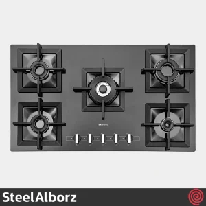 اجاق گاز صفحه ای 5 شعله استیل البرز مدل SteelAlborz G-5913(Chef) | بدنه شیشه ای