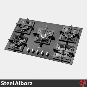 اجاق گاز صفحه ای 5 شعله استیل البرز مدل SteelAlborz G-5913(Chef) | بدنه شیشه ای