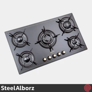 اجاق گاز صفحه ای 5 شعله استیل البرز مدل SteelAlborz G-5916 | بدنه شیشه ای