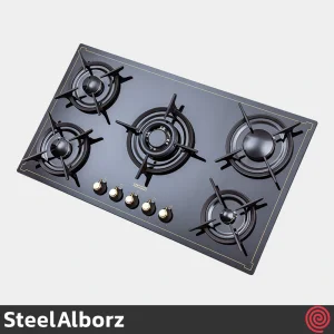 اجاق گاز صفحه ای 5 شعله استیل البرز مدل SteelAlborz G-5916 | بدنه شیشه ای