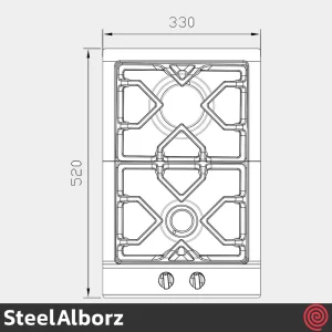 اجاق گاز صفحه ای 2 شعله استیل البرز مدل SteelAlborz S-2351I | بدنه استیل