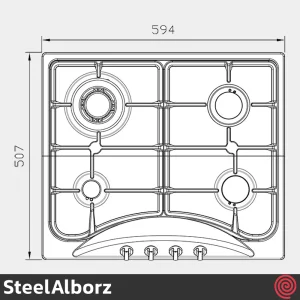 اجاق گاز صفحه ای 4 شعله استیل البرز مدل SteelAlborz S-4653I | بدنه استیل
