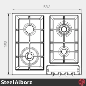 اجاق گاز صفحه ای 4 شعله استیل البرز مدل SteelAlborz S-4655I | بدنه استیل