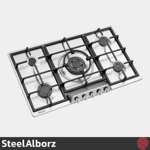 اجاق گاز صفحه ای 5 شعله استیل البرز مدل SteelAlborz S-5957I | بدنه استیل