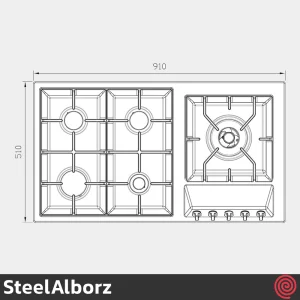 اجاق گاز صفحه ای 5 شعله استیل البرز مدل SteelAlborz S-5959I | بدنه استیل