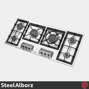 اجاق گاز صفحه ای 6 شعله استیل البرز مدل SteelAlborz S-6125I | بدنه استیل