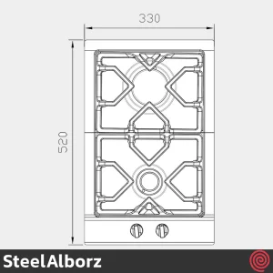 اجاق گاز صفحه ای 2 شعله استیل البرز مدل SteelAlborz S-2301 | بدنه استیل