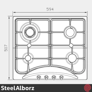 اجاق گاز صفحه ای 4 شعله استیل البرز مدل SteelAlborz S-4603 | بدنه استیل