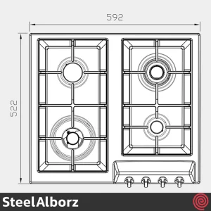 اجاق گاز صفحه ای 4 شعله استیل البرز مدل SteelAlborz S-4605(Chef) | بدنه استیل