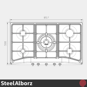 اجاق گاز صفحه ای 5 شعله استیل البرز مدل SteelAlborz S-5904 | بدنه استیل