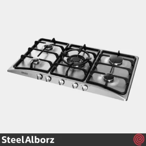 اجاق گاز صفحه ای 5 شعله استیل البرز مدل SteelAlborz S-5906 | بدنه استیل