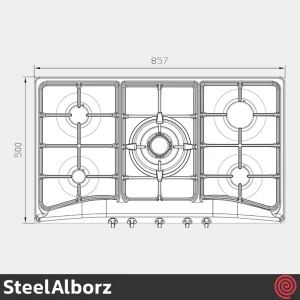 اجاق گاز صفحه ای 5 شعله استیل البرز مدل SteelAlborz S-5906 | بدنه استیل