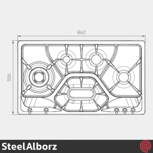 اجاق گاز صفحه ای 5 شعله استیل البرز مدل SteelAlborz S-5908 | بدنه استیل