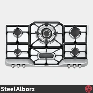 اجاق گاز صفحه ای 5 شعله استیل البرز مدل SteelAlborz S-6901 | بدنه استیل