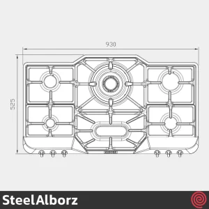 اجاق گاز صفحه ای 5 شعله استیل البرز مدل SteelAlborz S-6901 | بدنه استیل