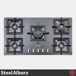 اجاق گاز صفحه ای 5 شعله استیل البرز مدل SteelAlborz C-5903 | بدنه سرامیکی