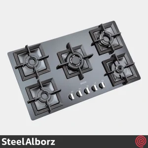 اجاق گاز صفحه ای 5 شعله استیل البرز مدل SteelAlborz C-5903 | بدنه سرامیکی