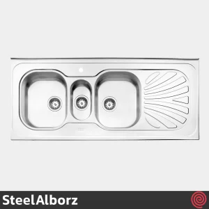 سینک ظرفشویی استیل البرز مدل SteelAlborz 530/60 | دو و نیم لگنه فانتزی روکار