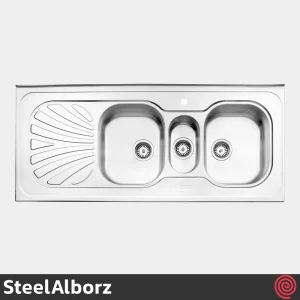 سینک ظرفشویی استیل البرز مدل SteelAlborz 530/60 | دو و نیم لگنه فانتزی روکار