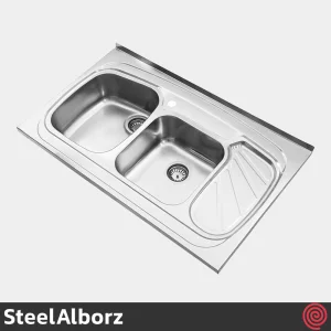سینک ظرفشویی استیل البرز مدل SteelAlborz 611/60 | دو لگنه فانتزی روکار