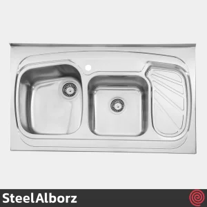 سینک ظرفشویی استیل البرز مدل SteelAlborz 611/60 | دو لگنه فانتزی روکار