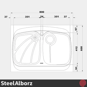 سینک ظرفشویی استیل البرز مدل SteelAlborz 618/60 | یک لگنه فانتزی روکار