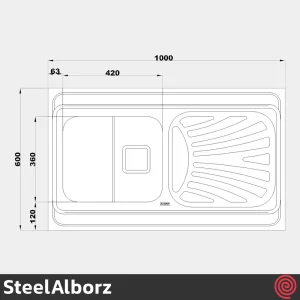 سینک ظرفشویی استیل البرز مدل SteelAlborz 711/60 | یک لگنه فانتزی روکار