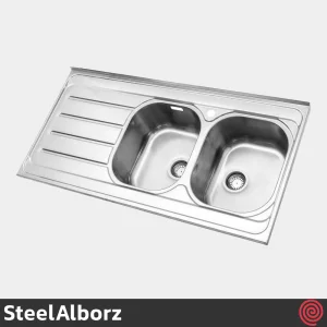 سینک ظرفشویی استیل البرز مدل SteelAlborz 726/60 | دو لگنه فانتزی روکار