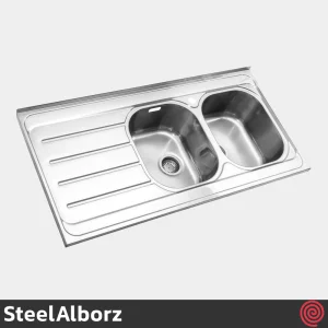سینک ظرفشویی استیل البرز مدل SteelAlborz 726/60 | دو لگنه فانتزی روکار