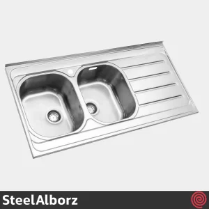 سینک ظرفشویی استیل البرز مدل SteelAlborz 726/60 | دو لگنه فانتزی روکار