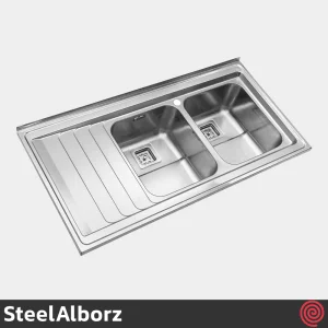 سینک ظرفشویی استیل البرز مدل SteelAlborz 734/60 | دو لگنه فانتزی روکار
