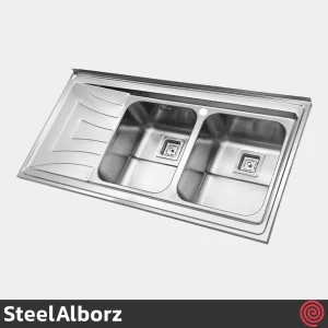 سینک ظرفشویی استیل البرز مدل SteelAlborz 736/60 | دو لگنه فانتزی روکار