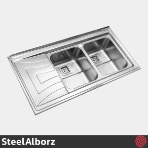 سینک ظرفشویی استیل البرز مدل SteelAlborz 736/60 | دو لگنه فانتزی روکار