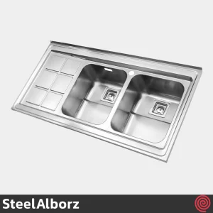 سینک ظرفشویی استیل البرز مدل SteelAlborz 761/60 | دو لگنه فانتزی روکار